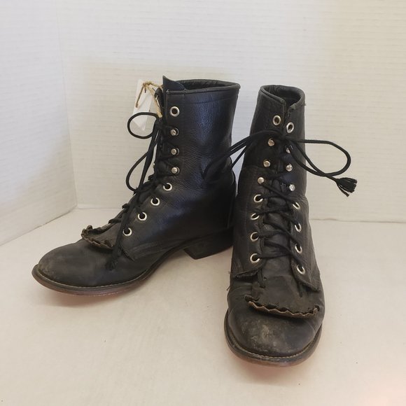Ladies Short black Ankle granny Style Boots Western Laredo size 7 - Picture 1 of 3